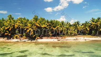 加勒比海的天堂岛。 热带异国海滩全景